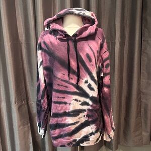 PINK Victoria's Secret Tie-Dye Hoodie in Pink and Black